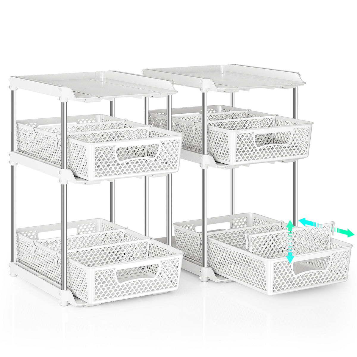 TAIMASI Pull-Out 3 Tier Bathroom Organizers and Storage, Under Sink Organizer, Kitchen Cabinet Organizer White, 1 (Count)