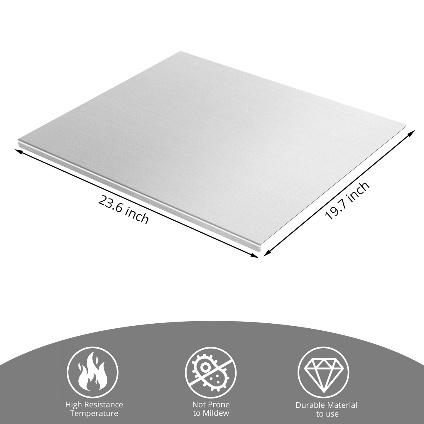 Cutting Boards for Kitchen, AOKIWO Large Stainless Steel Baking Boards with scraper, Suitable for Bread, Meat, Vegetables, (19.7 x 23.6 in)