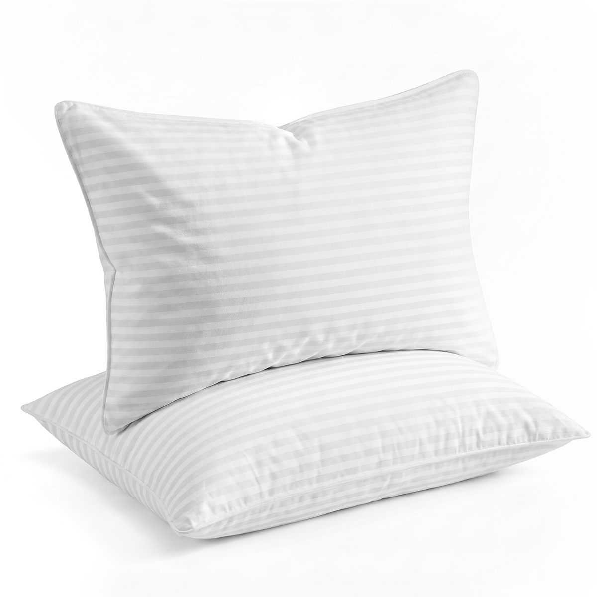 KAQINU Bed Pillows Queen Size Set of 2,Great Support Luxury Hotel Pillows for Side,Stomach and Back Sleepers,Striped White