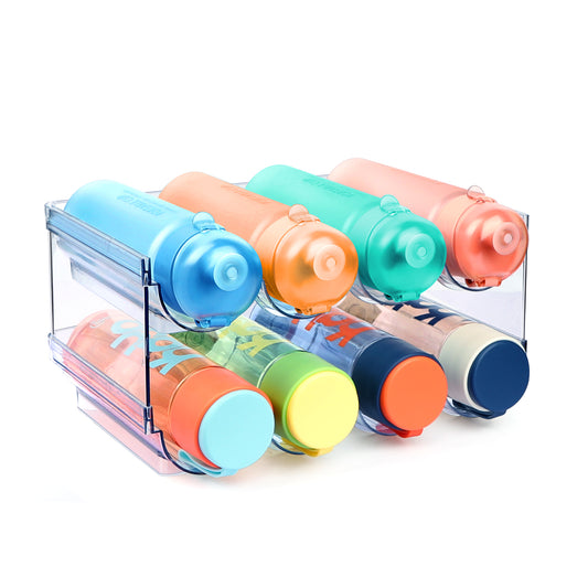 TAIMASI Water Bottle Organizer, 2 Packs Stackable Plastic Water Bottle Cup Holder, Drink/Water Bottle Storage Stand for Kitchen Countertop, Cabinet, Freezer, Pantry