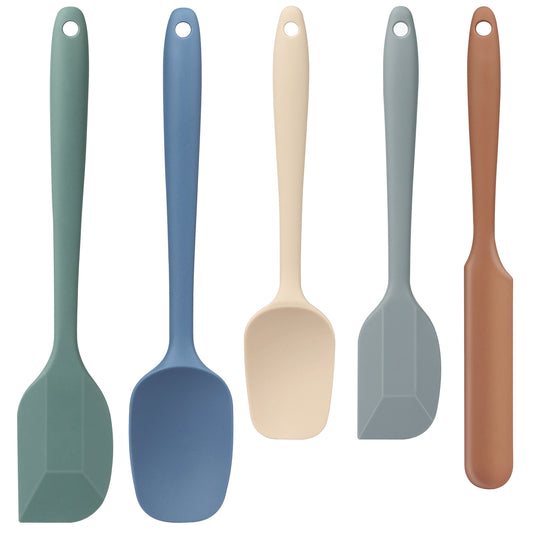 Food Grade Silicone Rubber Spatula Set, TAIMASI 5 Pcs Kithen Cooking Mixing Utensil Set, BPA-Free High Heat Resistant Non Stick Dishwasher-Mixed Color 02