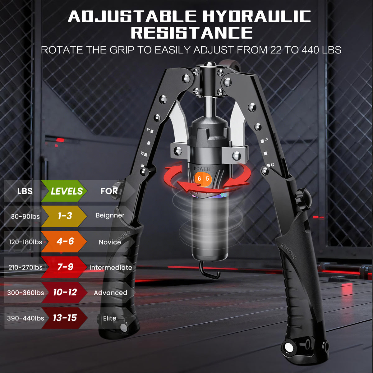 Twister Arm Trainer, 3 in 1 Hydraulic Power Adjustable Chest and Shoulder Workout Equipment with Ab Roller Wheels and Hooks