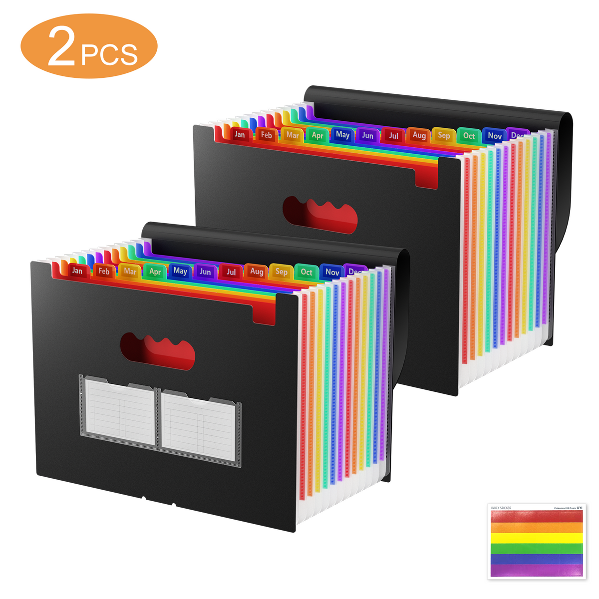 MIBOTE 13 Pockets Accordion File Organizer,Expanding File Folder with Labels for Office School and Home,2 Pack