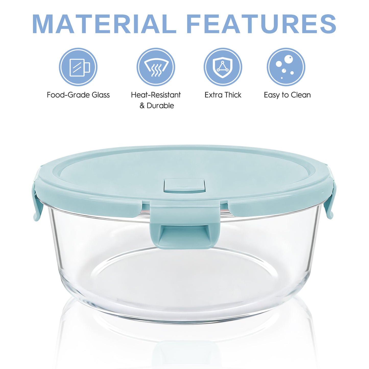 8 Pcs Glass Food Storage Containers with Lids 30oz, Airtight Meal Prep Lunch Box Containers Set for Soup, Leftover, Microwave/Oven/Freezer/Dishwasher Safe, BPA Free