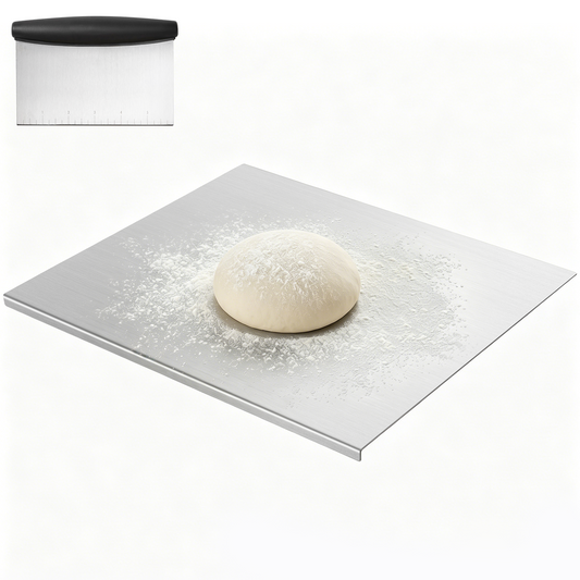 Cutting Boards for Kitchen, AOKIWO Large Stainless Steel Baking Boards with scraper, Suitable for Bread, Meat, Vegetables, (15.7 x 27.6 inch )