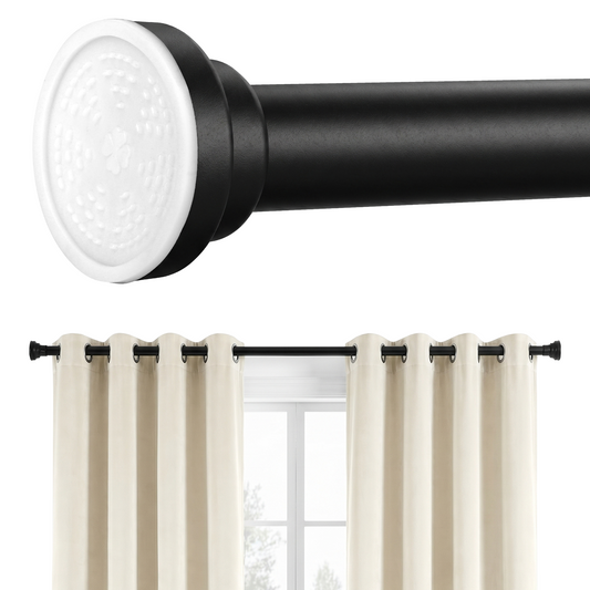 MIBOTE Shower Curtain Rod 32-85 Inch,Adjustable Curtain Rod for Windows,Modern Design, Easy Installation,Black