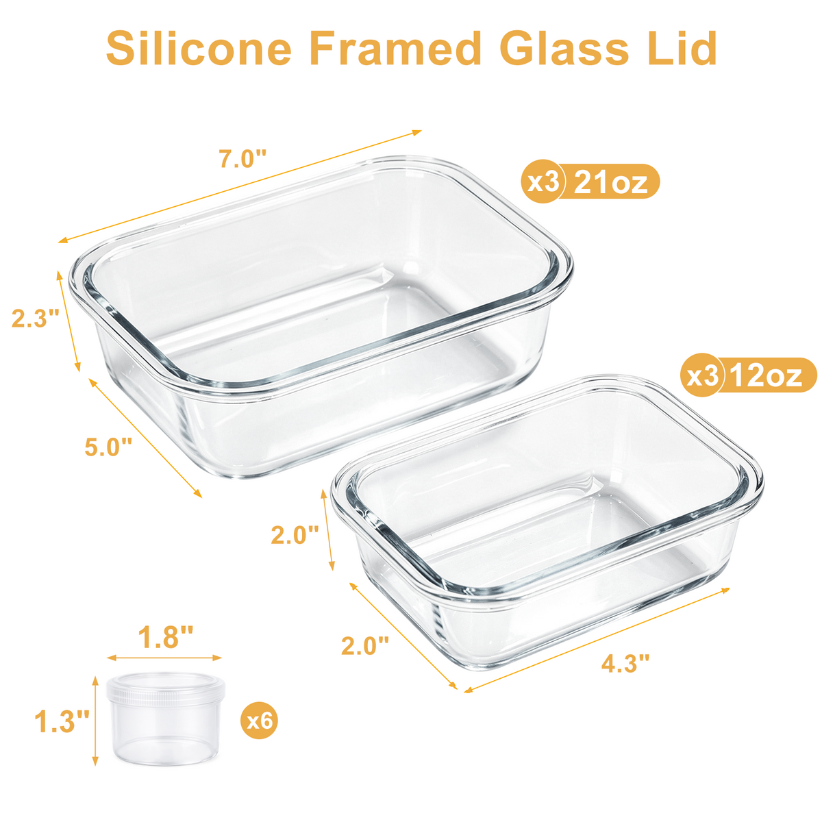 24 Pcs Glass Food Storage Containers with Tempered Glass Lids, Borosilicate Oven-Safe (-4°F~950°F), Airtight Meal Prep Containers (12 Containers & 12 Lids), LeakProof, BPA-Free, Dishwasher Safe