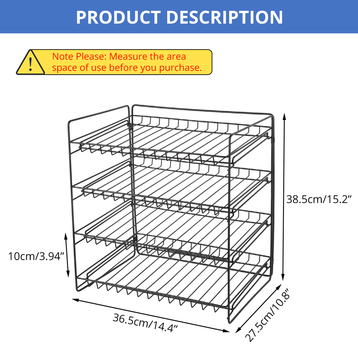 4 Tier Stackable Can Organizer, TAIMASI Stainless Steel Kitchen Cabinet Pantry Organization Food Storage Dispenser Holds Up to 48 Cans,Black
