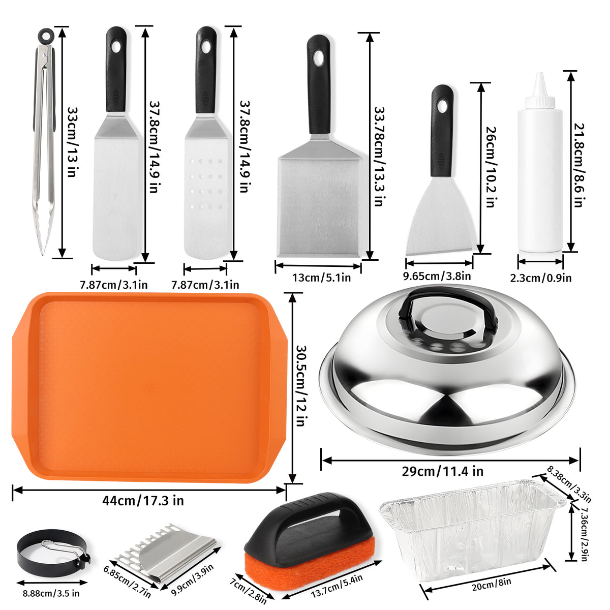 Ultimate Griddle Kit, Mibote 27pcs Griddle Accessories Kit for Blackstone, Grill Spatula Set with Enlarged Spatulas, Basting Cover for Outdoor BBQ