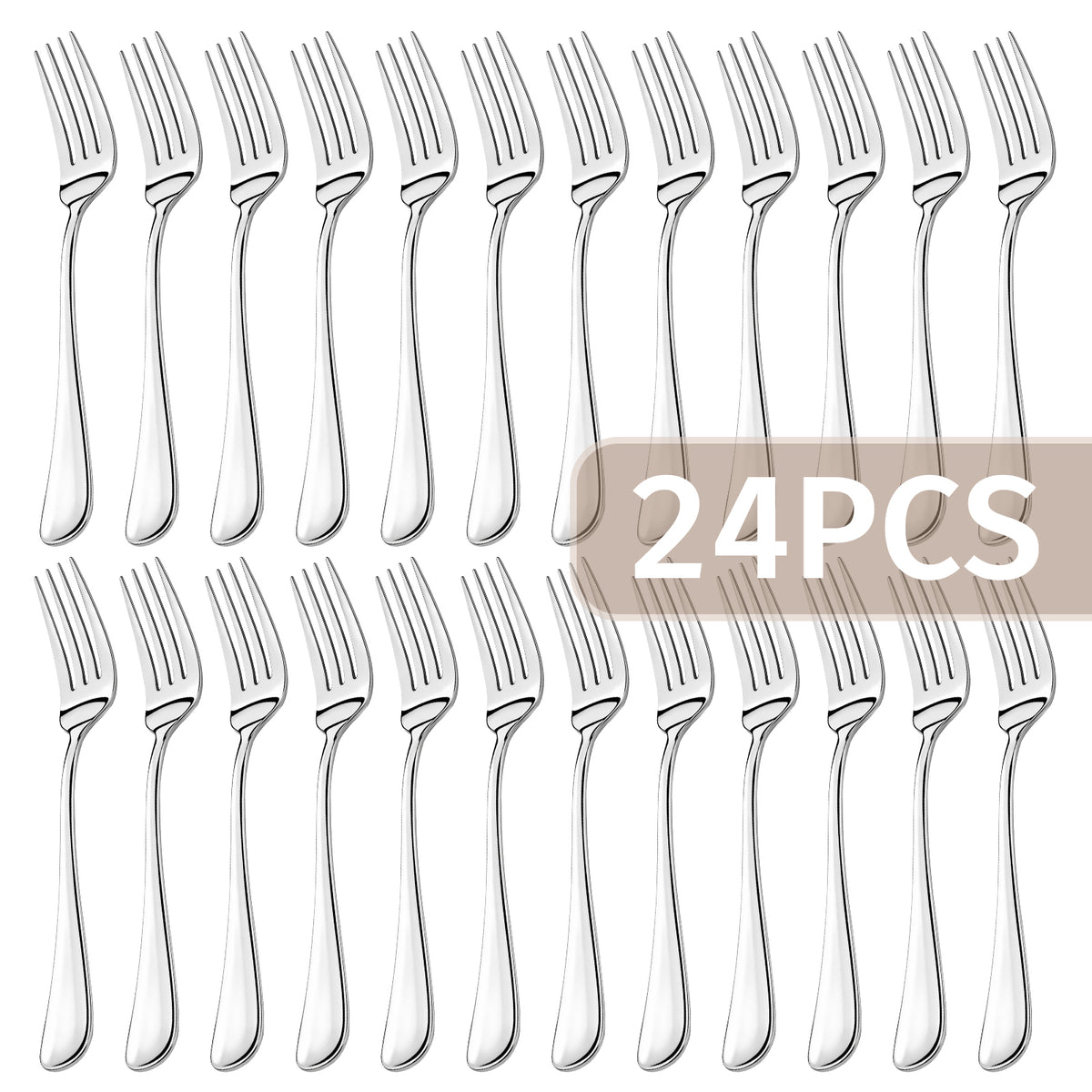 TAIMASI 24-Piece Stainless Steel Forks, 8" Mirror Polished Food Grade Silverware Table Forks, Dishwasher Safe for Home, Kitchen, Restaurant