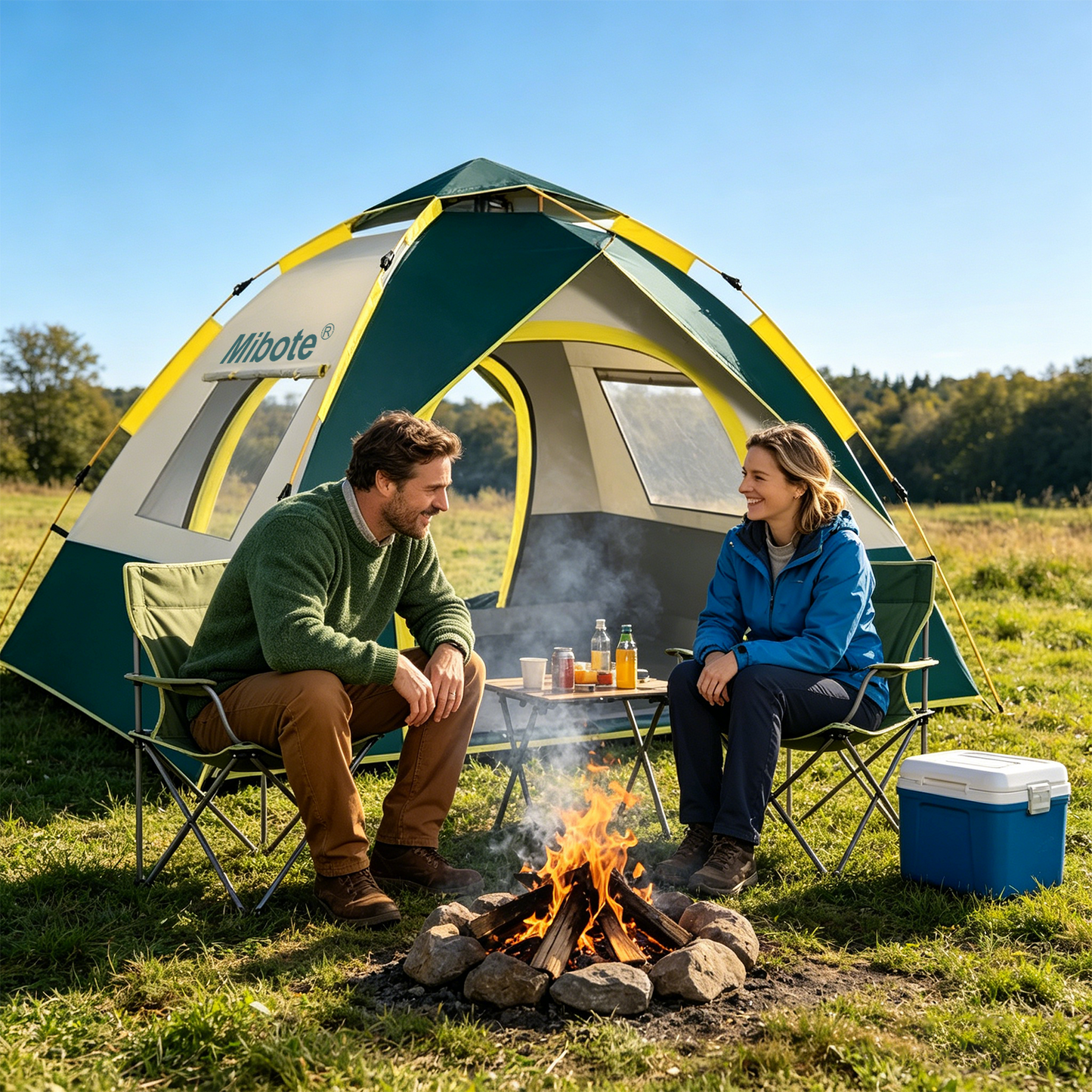 Mibote 2-Person Camping Tent, Auto Setup Pop Up Tent, Waterproof, Huge Door & Windows for Camping, Hiking, Travel