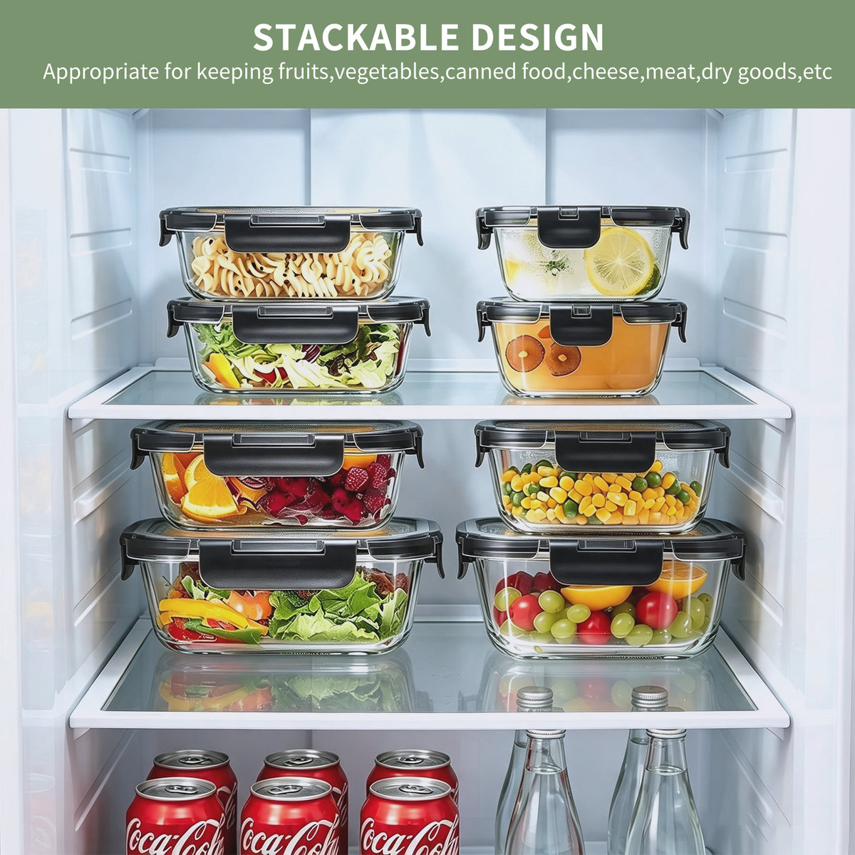 TAIMASI 16 Pack Borosilicate Glass Food Storage Containers with Lids, Airtight Leak Proof Snap Lock Glass Meal Prep Containers, Microwave Oven Freezer Dishwasher Safe, BPA Free Kitchen Storage Set