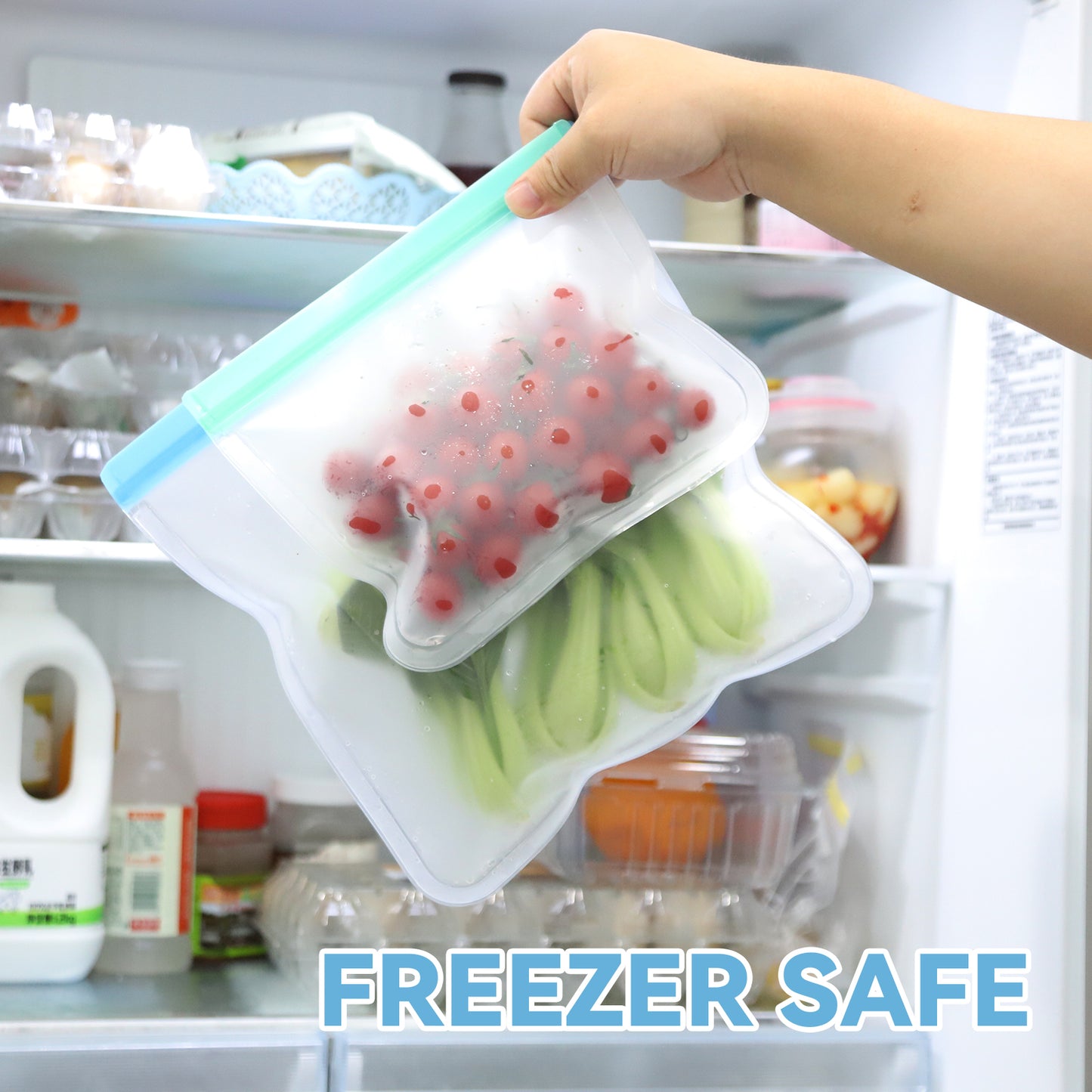 Reusable Food Storage Bags, Silicone Bags for Food Storage, Leakproof Airtight, BPA Free, Freezer Safe, 3 Sizes Reusable Freezer Bags for Meal Prep, Snacks, Fridge, Travel