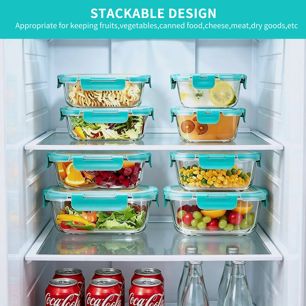TAIMASI 16 Pack Borosilicate Glass Food Storage Containers with Lids, Airtight Leak Proof Snap Lock Glass Meal Prep Containers, Microwave Oven Freezer Dishwasher Safe, BPA Free Kitchen Storage Set