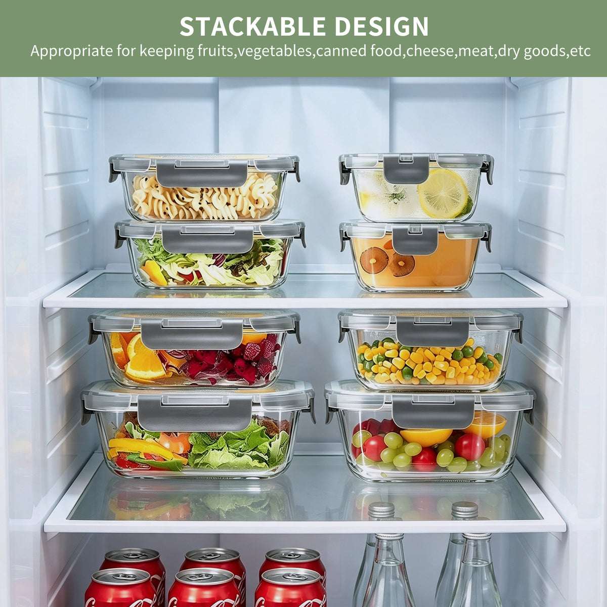 TAIMASI 16 Pack Borosilicate Glass Food Storage Containers with Lids, Airtight Leak Proof Snap Lock Glass Meal Prep Containers, Microwave Oven Freezer Dishwasher Safe, BPA Free Kitchen Storage Set