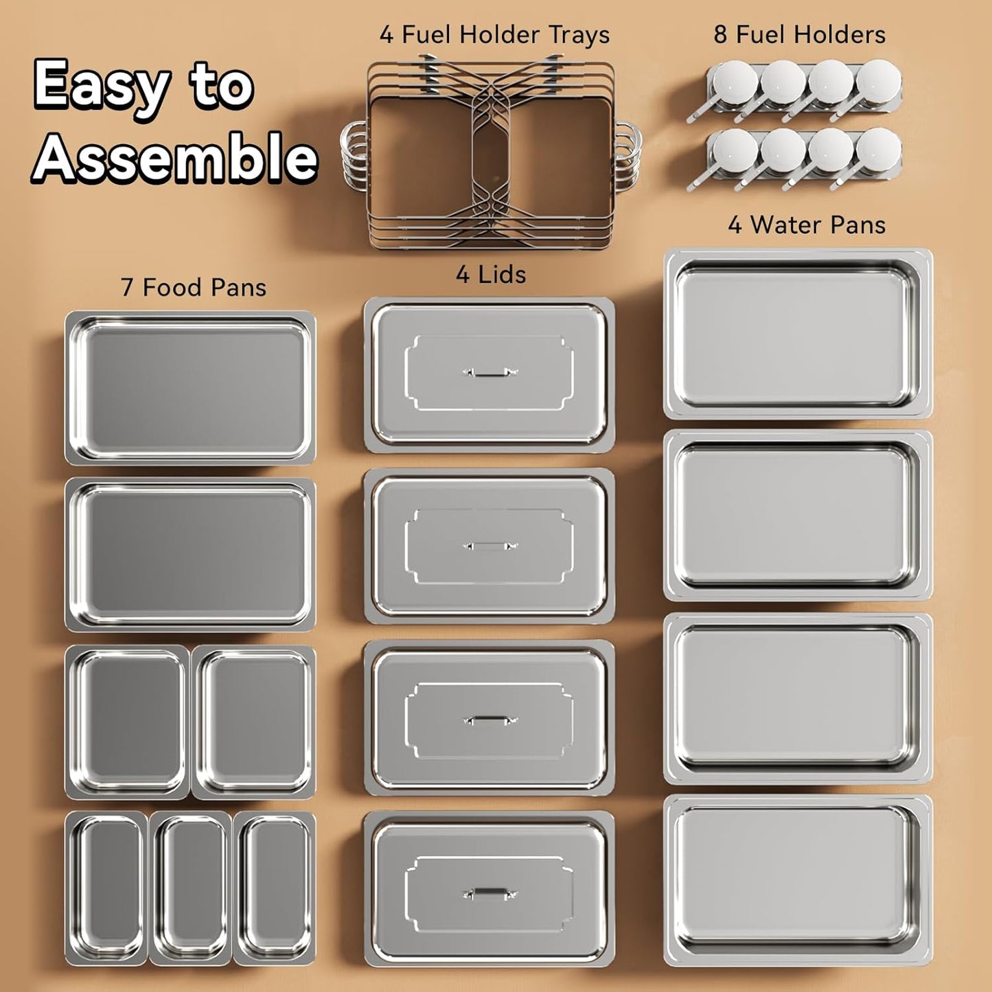Chafing Dishes for Buffet ,AOKIWO 3 Packs 8QT Mirrored Stainless Steel Chafing Dishes for Buffet, Chafers and Buffet Warmer for Parties, Events, Wedding, Camping, Dinner