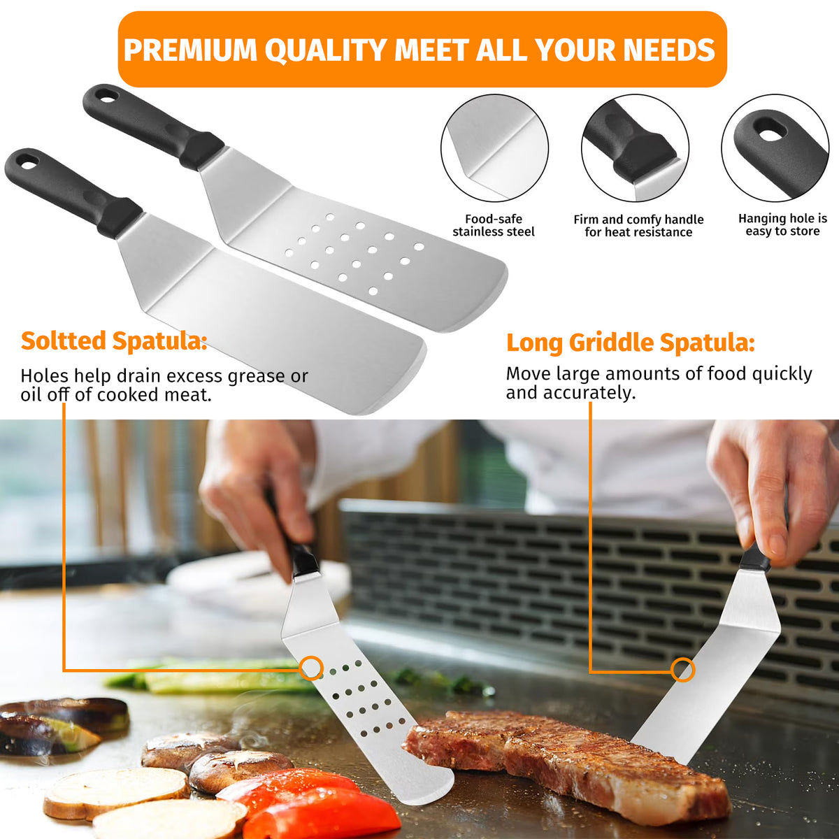 Ultimate Griddle Kit, Mibote 27pcs Griddle Accessories Kit for Blackstone, Grill Spatula Set with Enlarged Spatulas, Basting Cover for Outdoor BBQ
