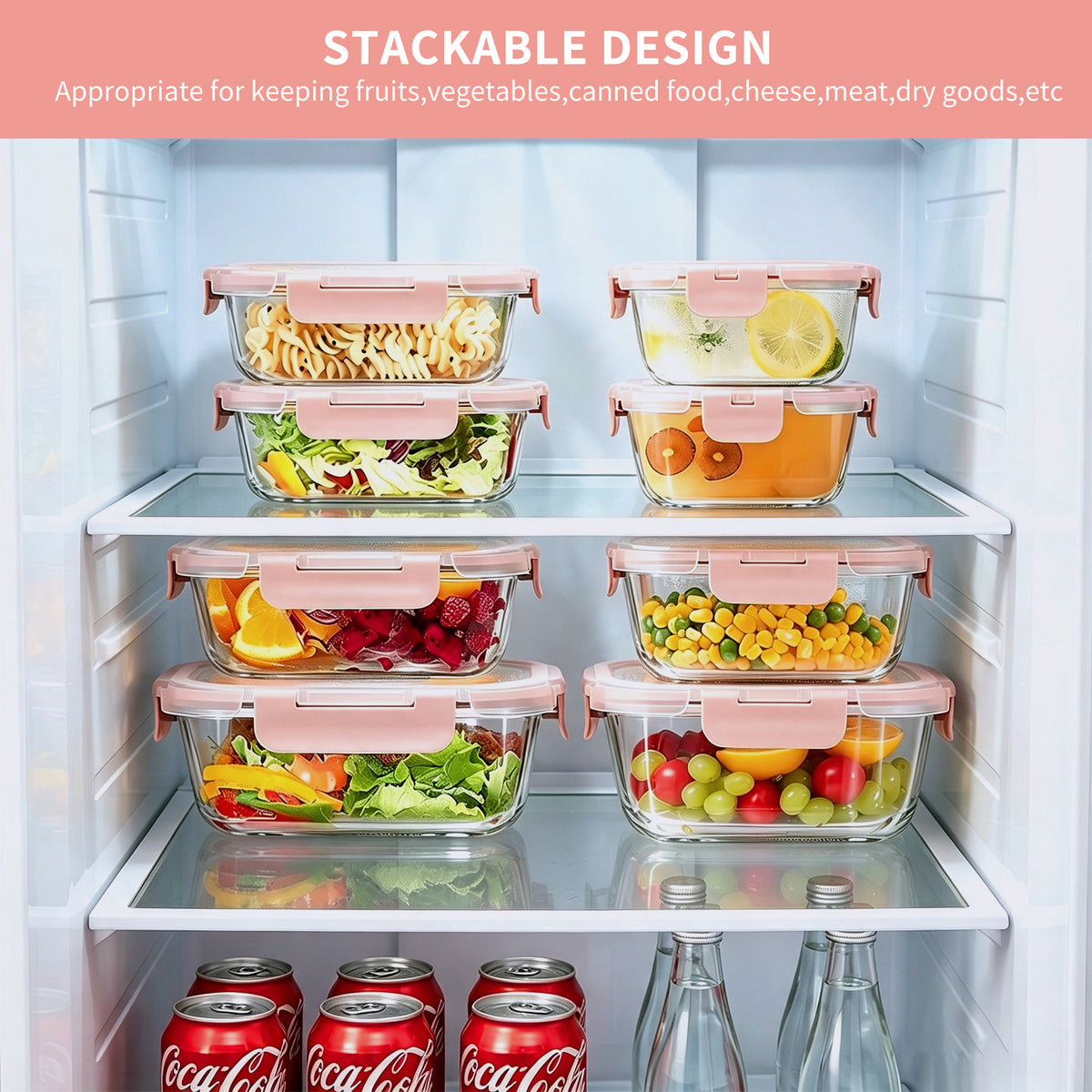 TAIMASI 16 Pack Borosilicate Glass Food Storage Containers with Lids, Airtight Leak Proof Snap Lock Glass Meal Prep Containers, Microwave Oven Freezer Dishwasher Safe, BPA Free Kitchen Storage Set