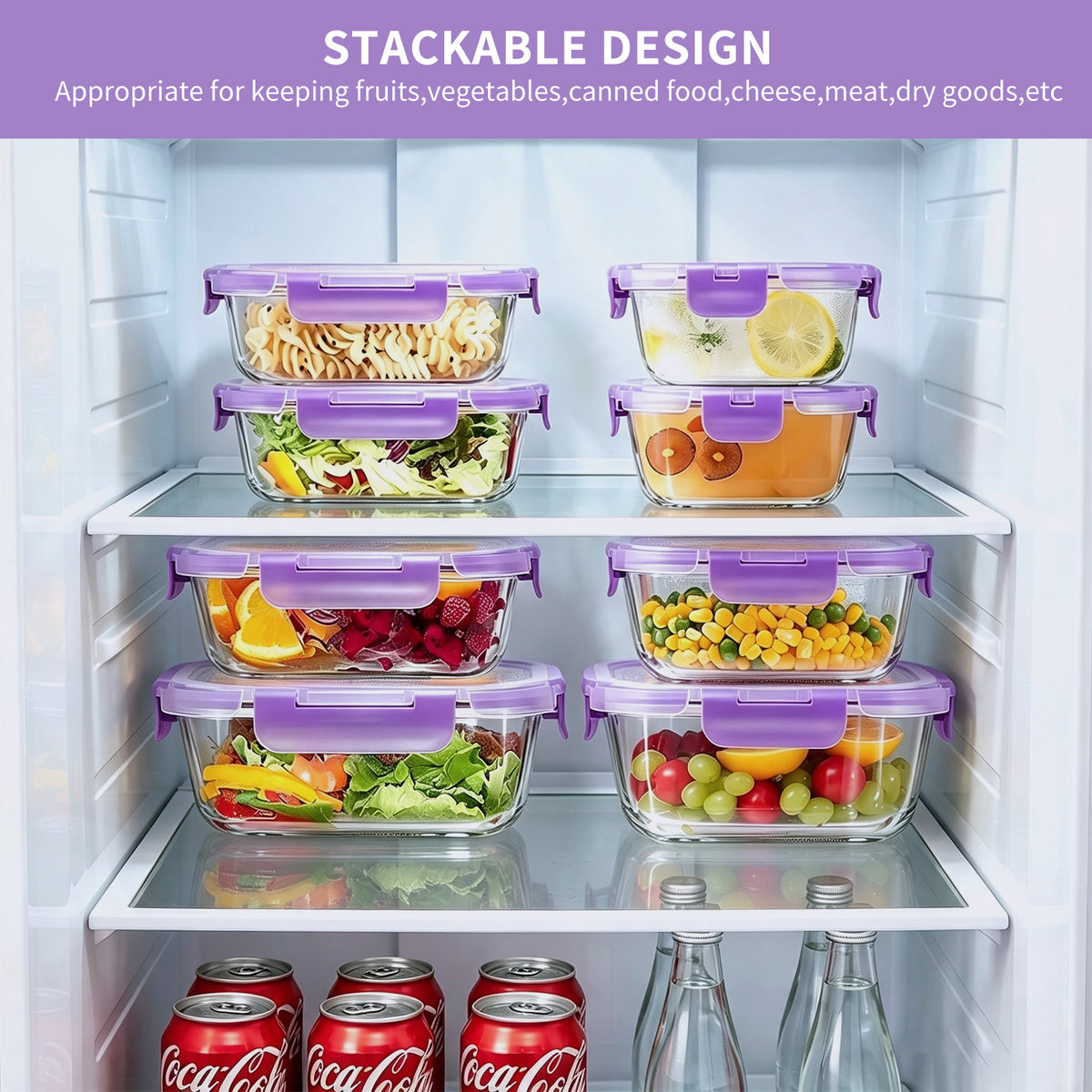 TAIMASI 16 Pack Borosilicate Glass Food Storage Containers with Lids, Airtight Leak Proof Snap Lock Glass Meal Prep Containers, Microwave Oven Freezer Dishwasher Safe, BPA Free Kitchen Storage Set