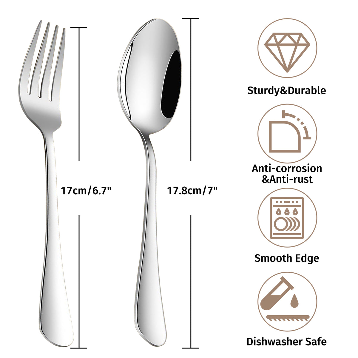24-Pieces Spoon Fork Silverware Set, TAIMASI Food-Grade Tableware Set for 12, Stainless Steel , Mirror-Polished Dining Flatware Set for Home Restaurant