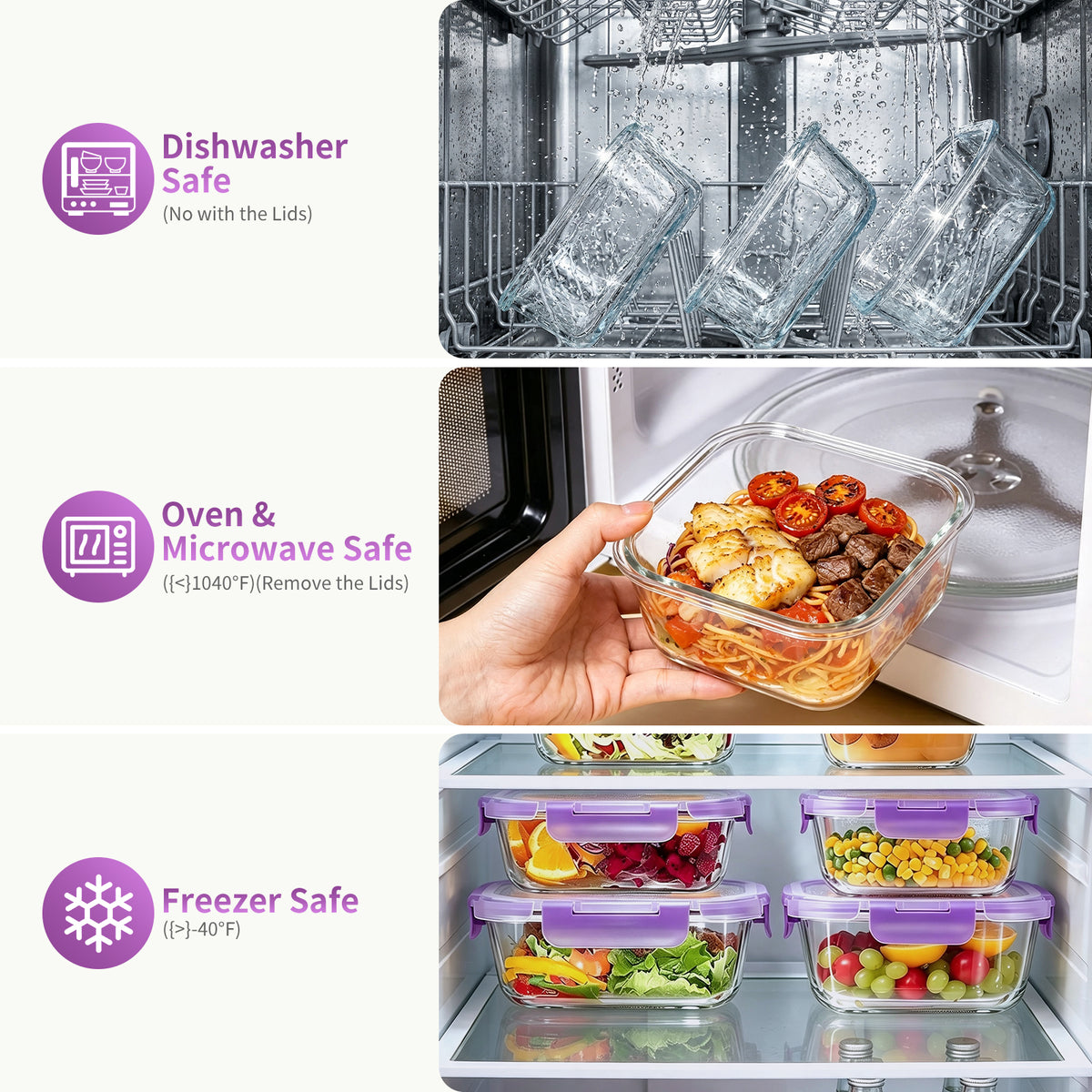 TAIMASI 16 Pack Borosilicate Glass Food Storage Containers with Lids, Airtight Leak Proof Snap Lock Glass Meal Prep Containers, Microwave Oven Freezer Dishwasher Safe, BPA Free Kitchen Storage Set