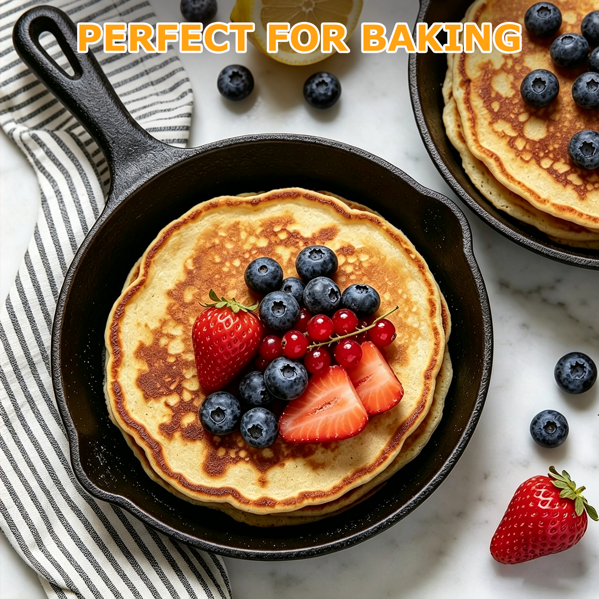 3 Piece Cast Iron Skillet Set, AOKIWO 6", 8", 10" Pre-Seasoned Pan Cookware Set with Handles, Heavy-Duty Frying Pans for Saute, Cooking, Pizza, Oven Grill Stovetop Safe Cookware