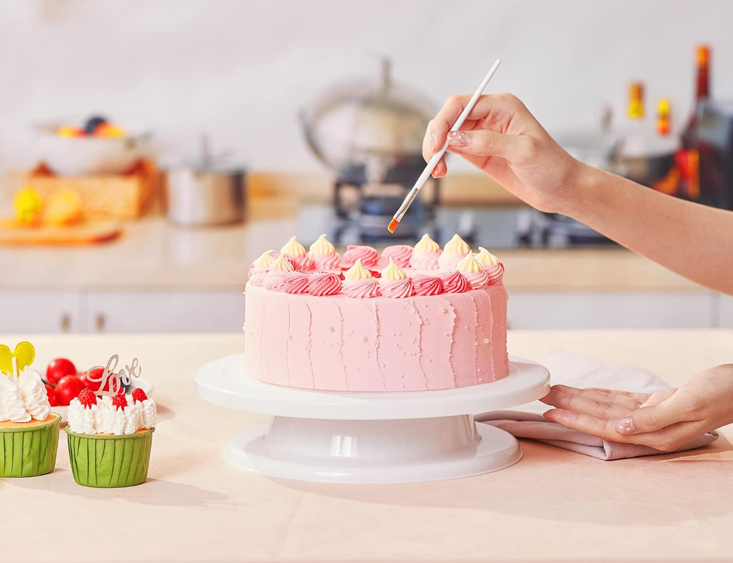71 PCs Cake Decorating Supplies Kit with Cake Turntable, 12 Numbered Icing Piping Tips, 2 Spatulas, 3 Icing Comb Scraper, 50+2 Piping Bags, and 1 Coupler for Baking