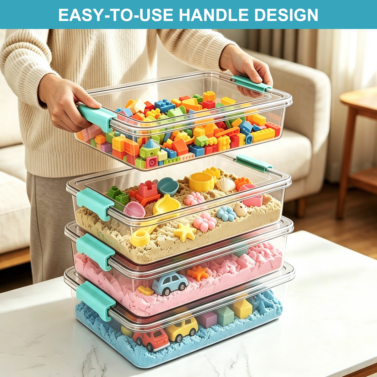 6 Qt Clear Plastic Storage Bins with Lids, 4 Pack Stackable Organizer Containers for Crafts, School Supplies, Toys, Pantry and Home Storage