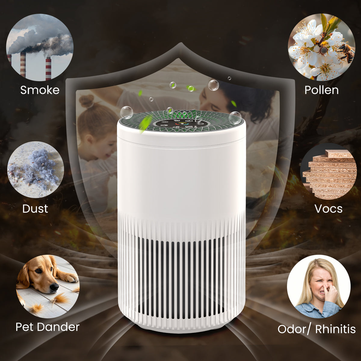 Air Purifiers for Home Cover Up to 1235 Ft², Air Cleaner with PM 2.5 Air Quality Monitor,2Pack APS1006 – UL