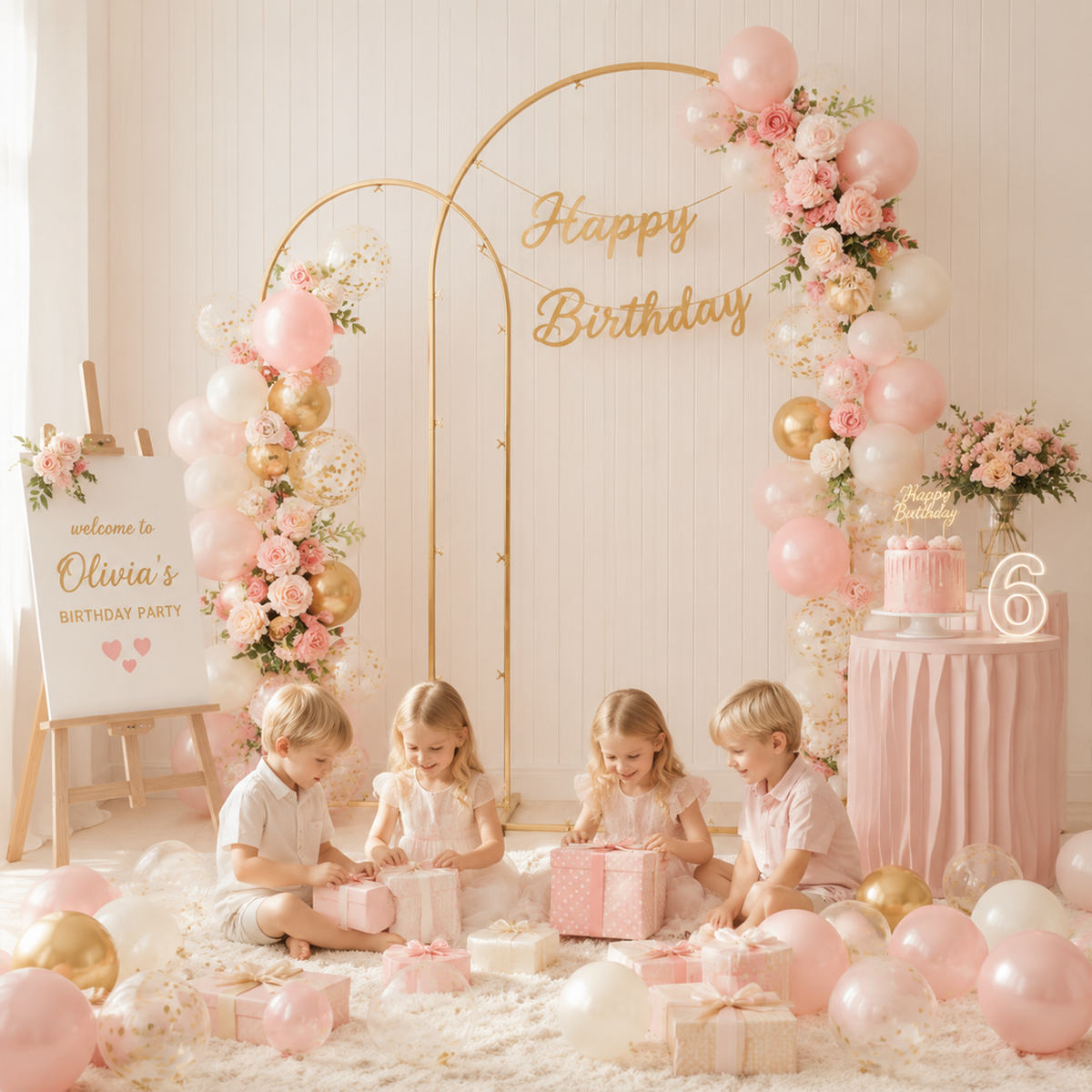 Mibote Metal Arch Backdrop Stand,7.2FT+6FT Gold Wedding Arch Backdrop Stand Set of 2 for Wedding Birthday Party Decor