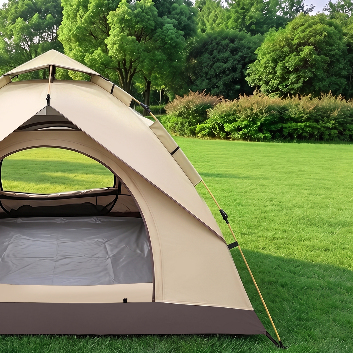 Mibote 2-4Person Camping Tent,Auto Setup Pop Up Tent,Waterproof,Huge Door & Windows for Camping,Hiking,Travel,khaki