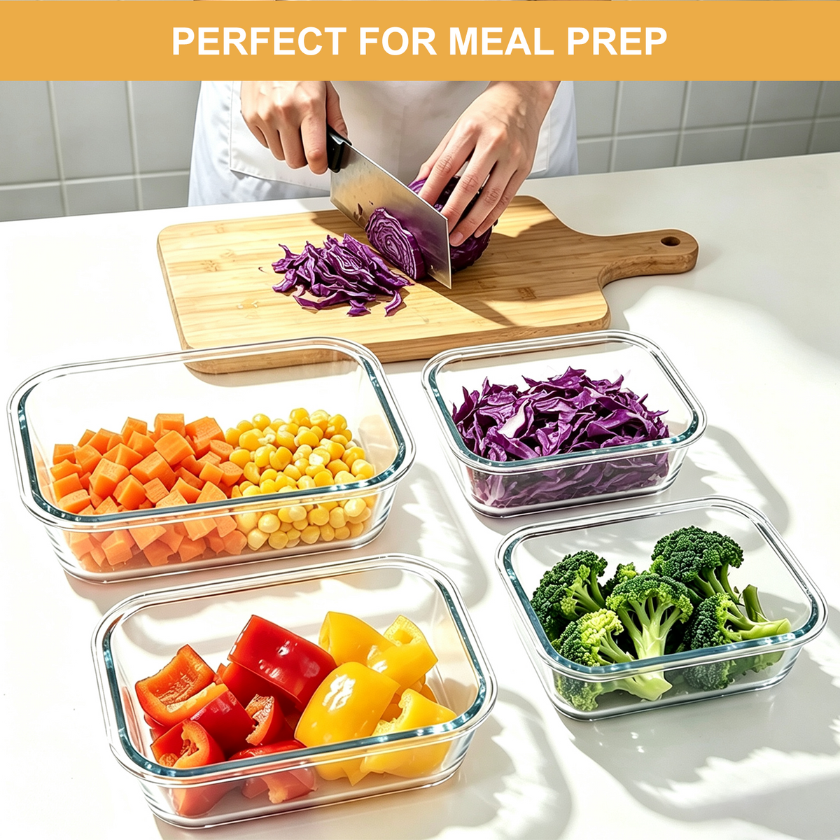 20 Pcs Glass Food Storage Containers with Tempered Glass Lids, Borosilicate Oven-Safe (-4°F~950°F), Airtight Meal Prep Containers (10 Containers & 10 Lids), LeakProof, BPA-Free, Dishwasher Safe