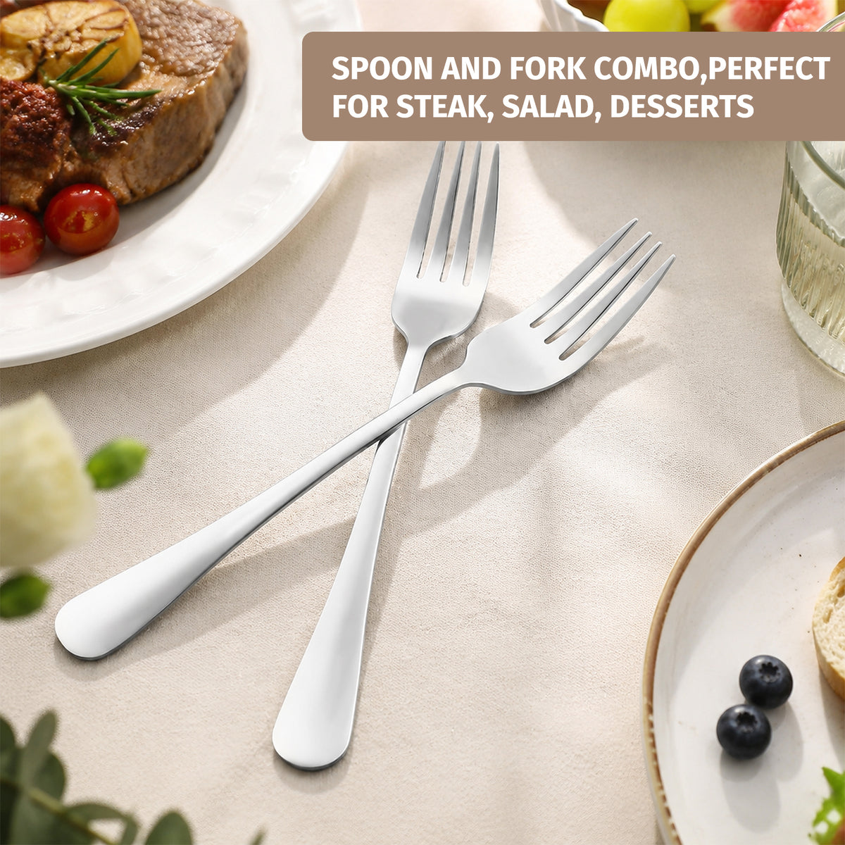 TAIMASI 24-Piece Stainless Steel Forks, 8" Mirror Polished Food Grade Silverware Table Forks, Dishwasher Safe for Home, Kitchen, Restaurant