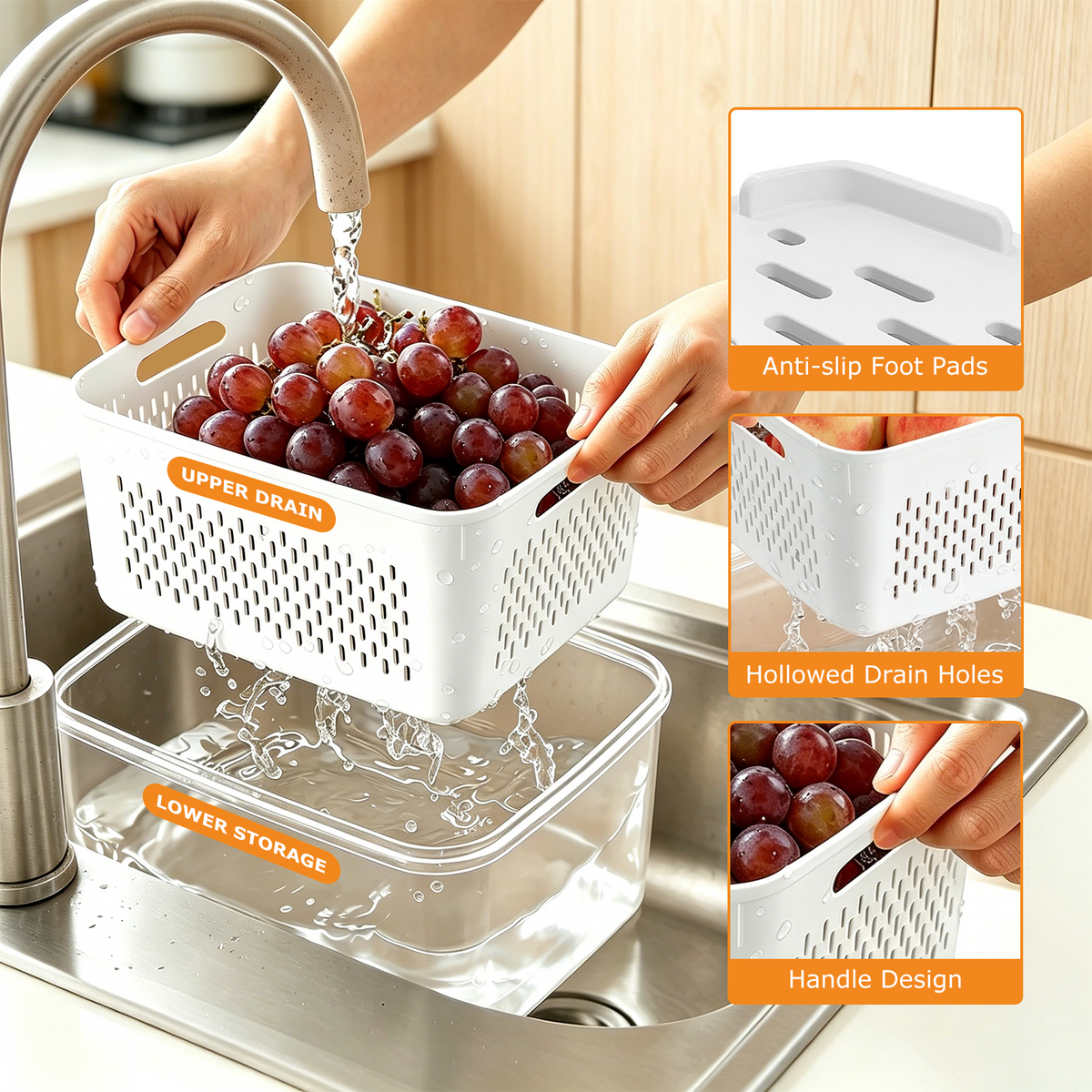 10 Pack Fruit Storage Containers for Fridge with Colanders, Leakproof Produce Saver Containers with Lids, BPA-Free Refrigerator Organizer for Fruits, Vegetables, Berries, Meat & Meal Prep