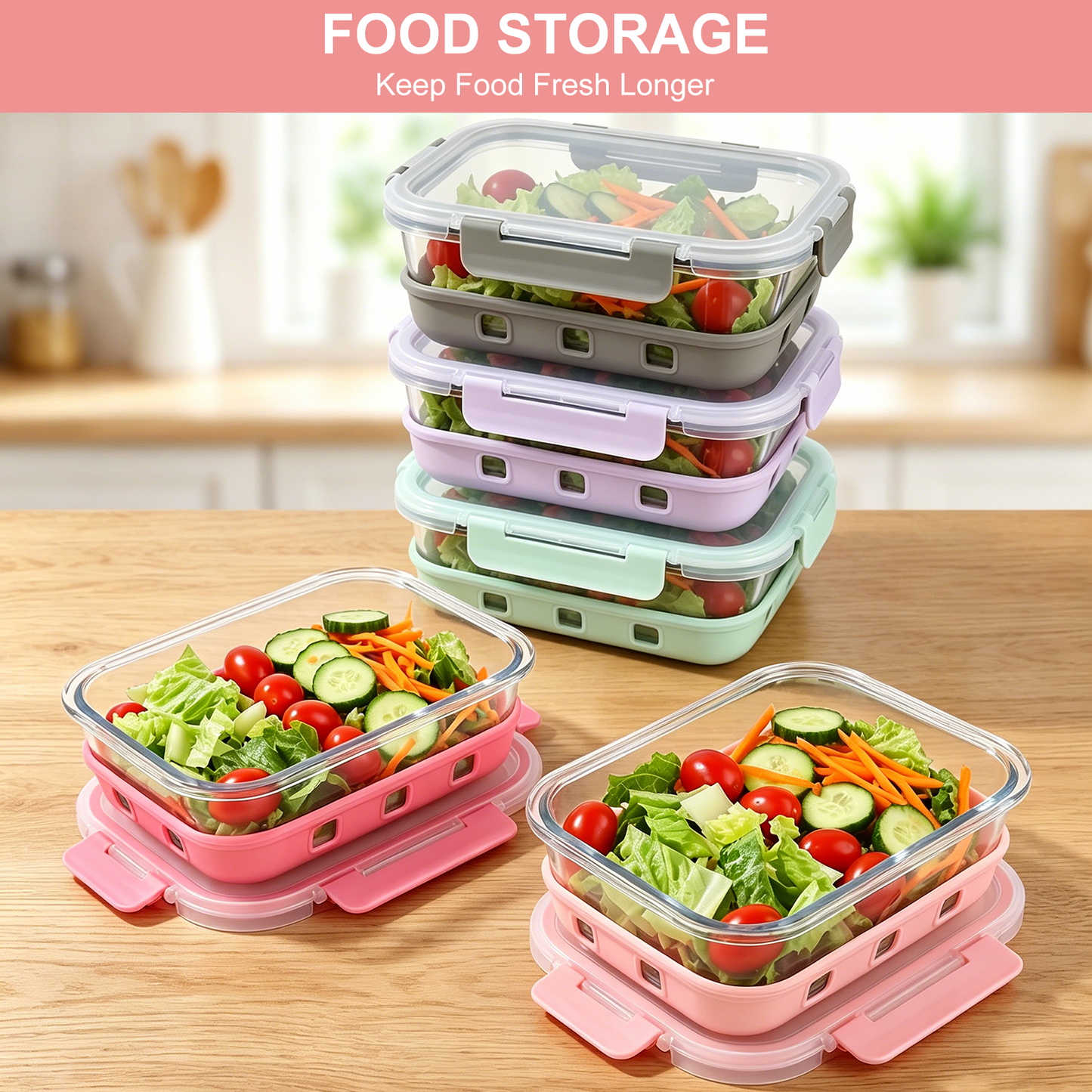 10 Pcs Glass Food Storage Containers with Silicone Boot, 35 oz Glass Containers with Airtight BPA-Free Plastic Lids, Meal Prep Set, Dishwasher, Microwave & Freezer Safe, Leak Proof