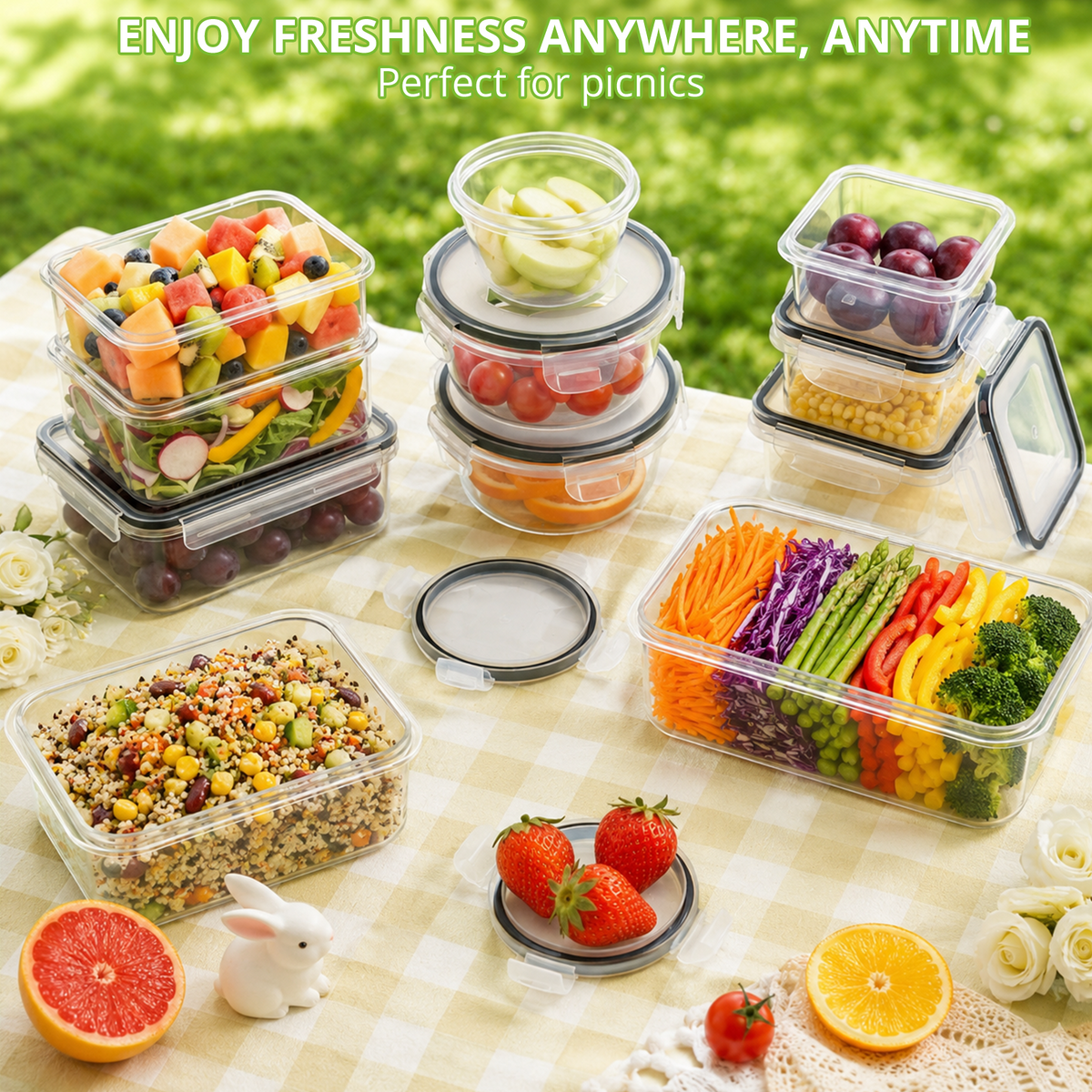 TAIMASI 50PCS Plastic Food Storage Containers with Lids, Value Pack Meal Prep Containers with Labels & Marker, Airtight Leakproof Stackable Food Containers Set for Kitchen Organization, Lunch