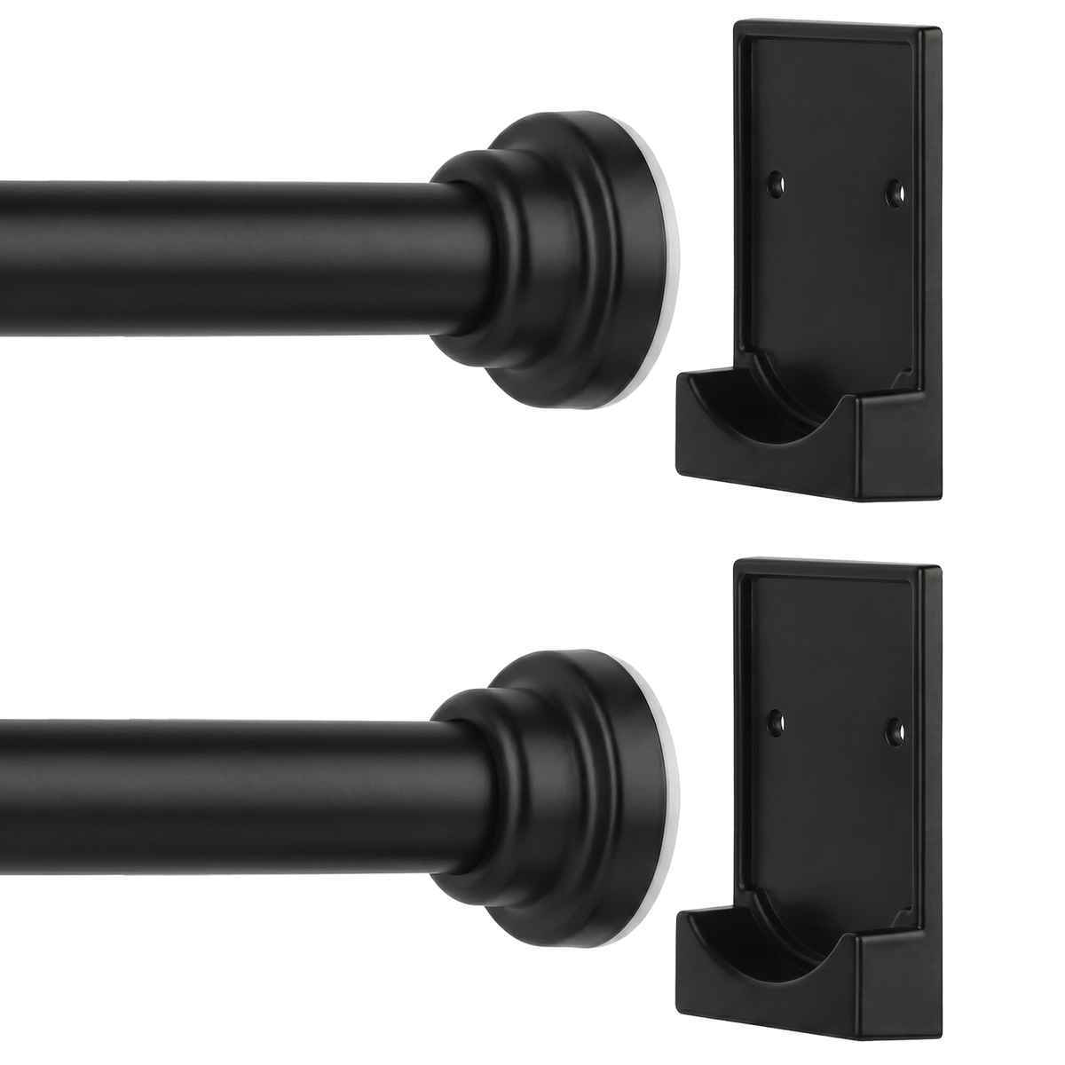 MIBOTE Shower Curtain Rods 32-85 Inch,Adjustable Curtain Rod with Holders for Windows,Anti-Slip,Curtain Rods No Drilling,Modern Design,Black