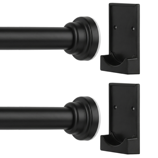 MIBOTE Shower Curtain Rods 32-85 Inch,Adjustable Curtain Rod with Holders for Windows,Anti-Slip,Curtain Rods No Drilling,Modern Design,Black