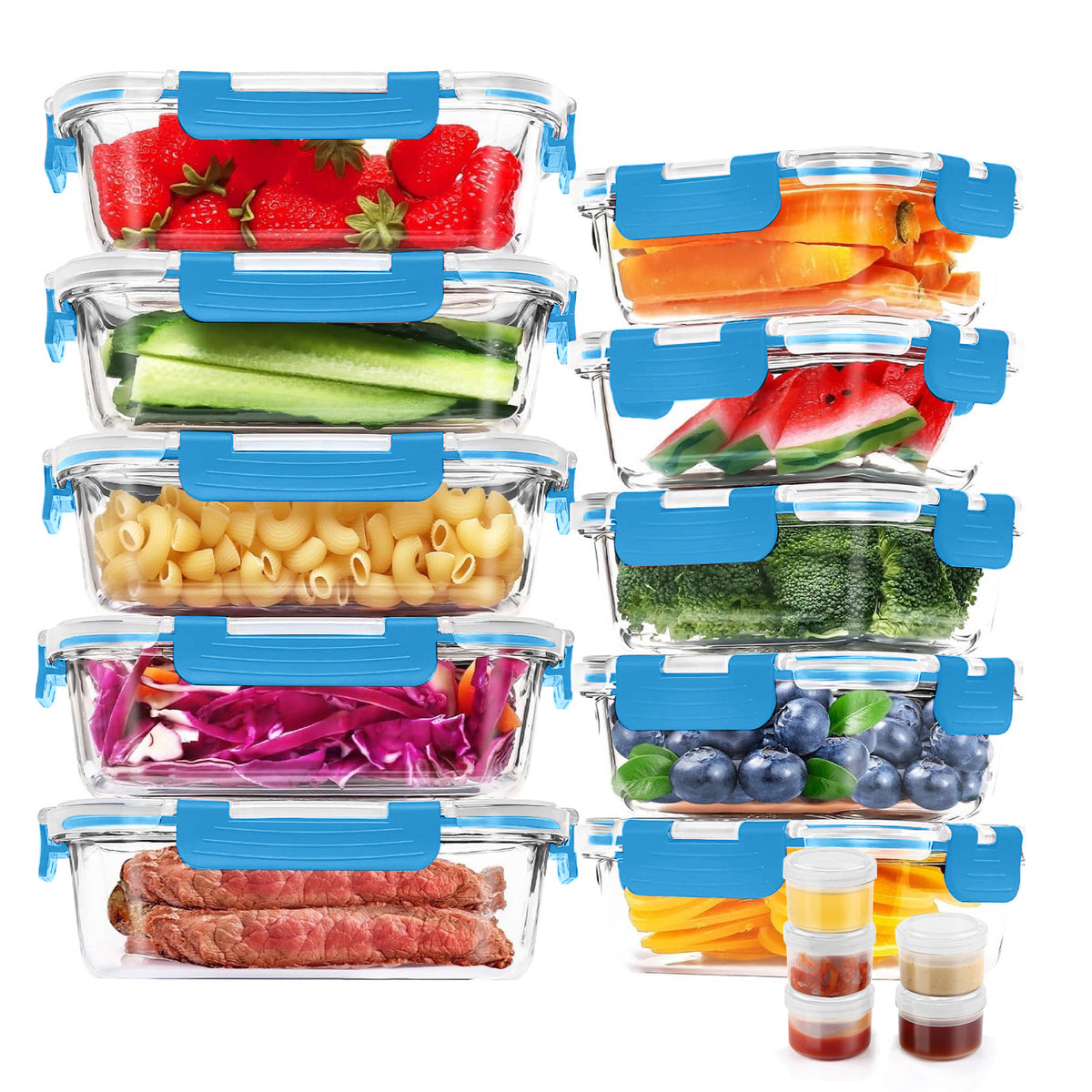 30 Pcs Glass Food Storage Containers with Lids, Glass Airtight Meal Prep Container Set for Lunch, Kitchen Pantry Organizers and Storage, Leak Proof