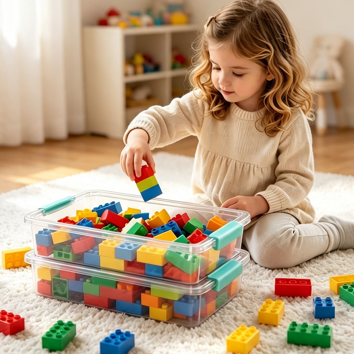 6 Qt Clear Plastic Storage Bins with Lids, 2 Pack Stackable Organizer Containers for Crafts, School Supplies, Toys, Pantry and Home Storage