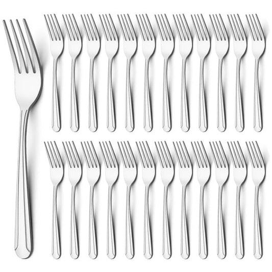 TAIMASI 24-Piece Stainless Steel Forks, 8" Mirror Polished Food Grade Silverware Table Forks, Dishwasher Safe for Home, Kitchen, Restaurant