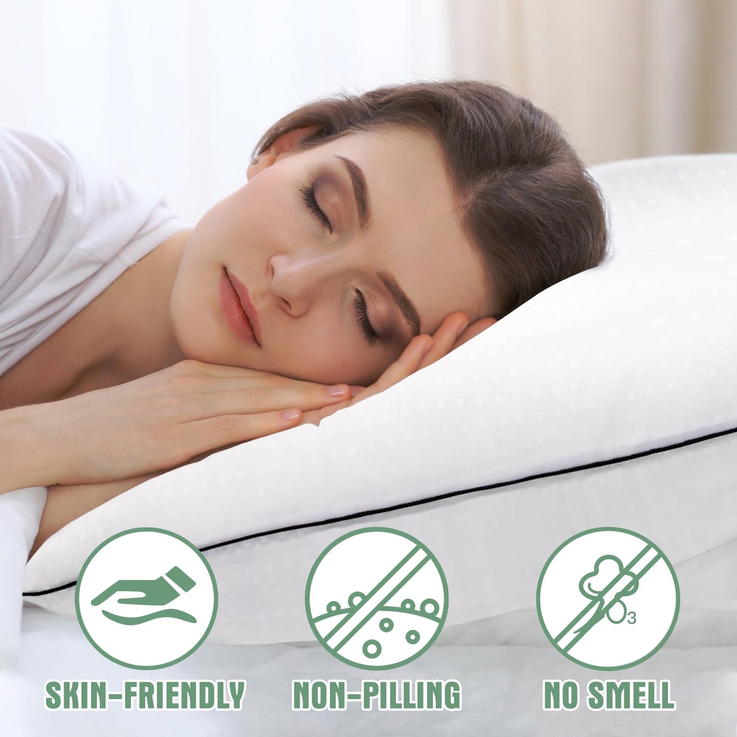 KAQINU Standard Size Bed Pillows for Adult,4 Pack Great Support Luxury Hotel Pillows for Side,Stomach and Back Sleepers.