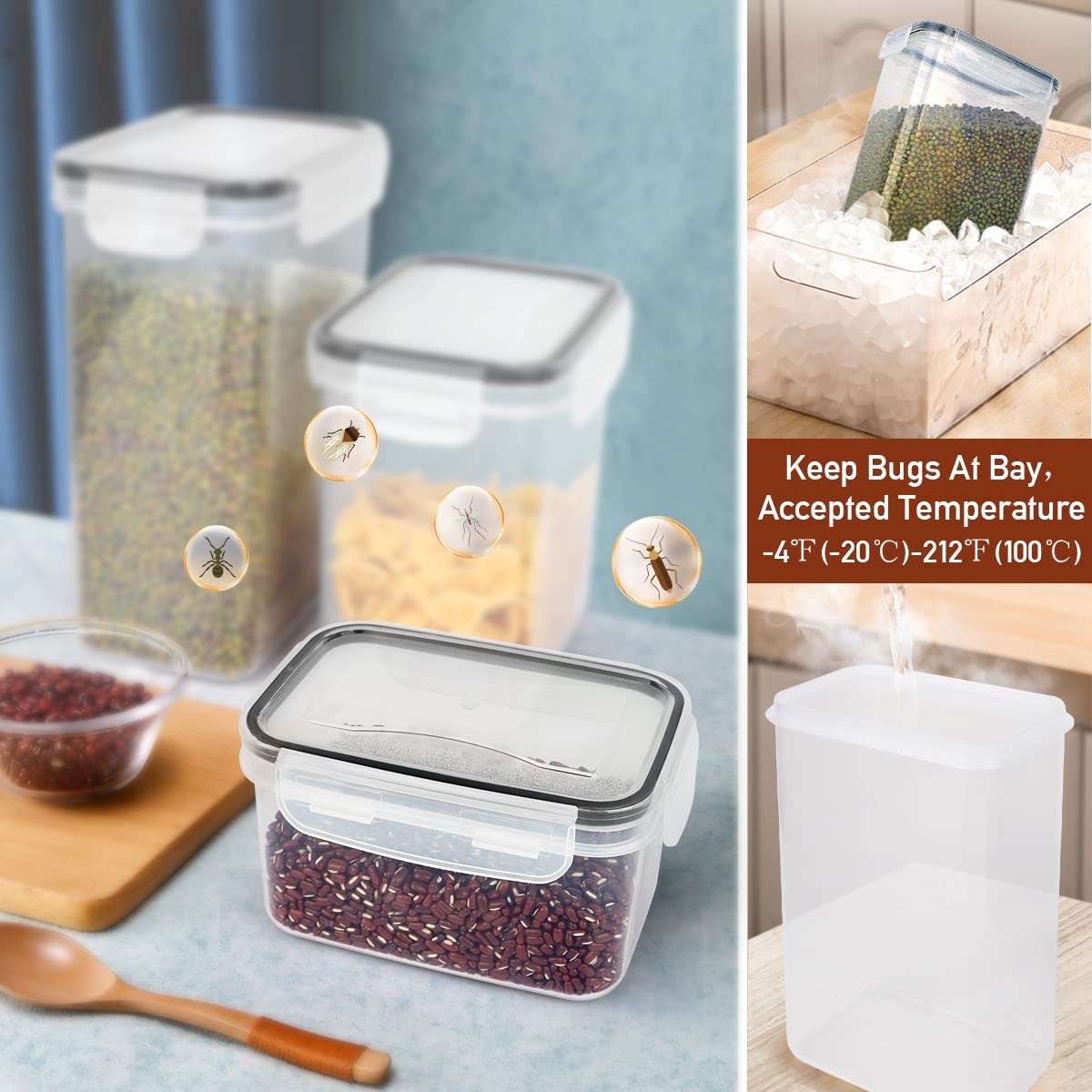 Airtight Food Storage Container Set with Lids, 32 Pcs BPA Free Plastic Food Canisters for Kitchen Pantry Organization and Storage, with Labels, Marker & Spoon Set