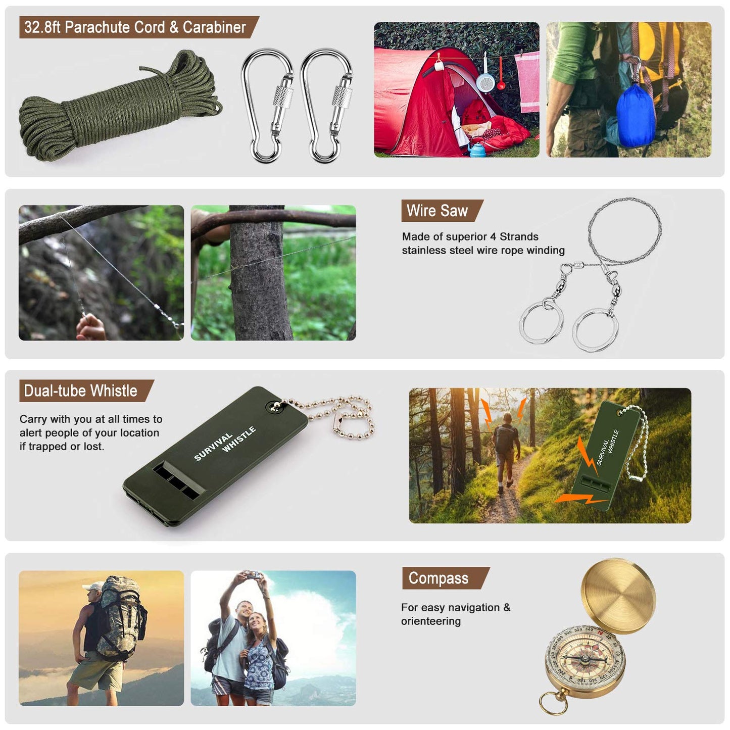 238Pcs Emergency Survival Kit and First Aid Kit, Professional Survival Gear Tool with Molle Pouch and Emergency Tent for Earthquake, Outdoor Adventure, Camping, Hiking